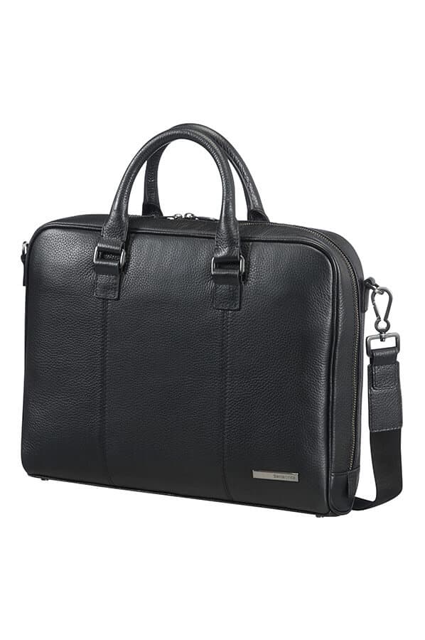 Кожаная сумка для ноутбука Samsonite 72D*002 Equinox Briefcase 14,1″ 72D-09002 09 Black - фото №1