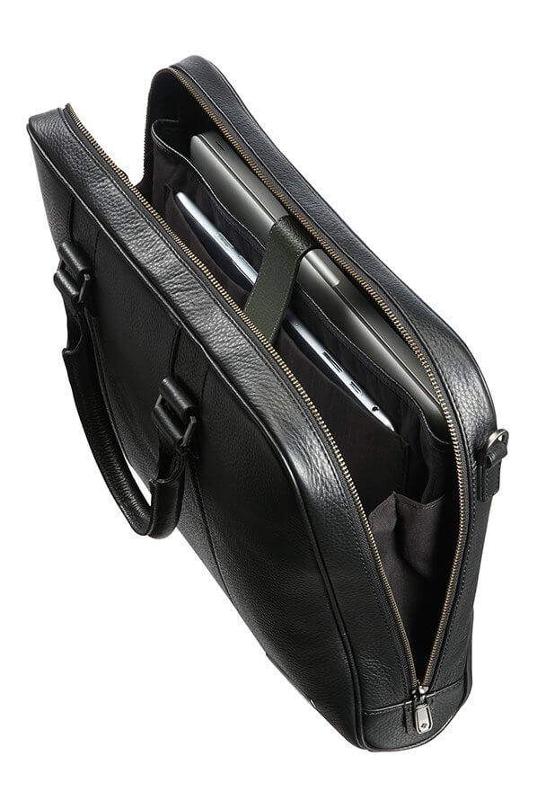 Кожаная сумка для ноутбука Samsonite 72D*002 Equinox Briefcase 14,1″ 72D-09002 09 Black - фото №2