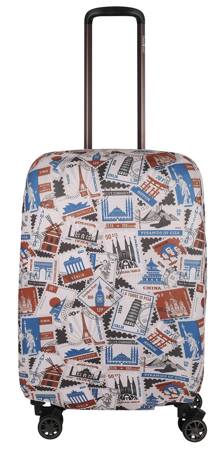 Чехол на средний чемодан Eberhart EBH713-M Paper Stamps Suitcase Cover M