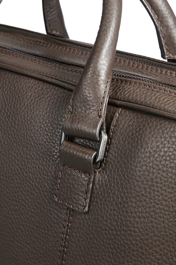 Кожаная сумка для ноутбука Samsonite 72D*002 Equinox Briefcase 14,1″ 72D-07002 07 Dark Brown - фото №8