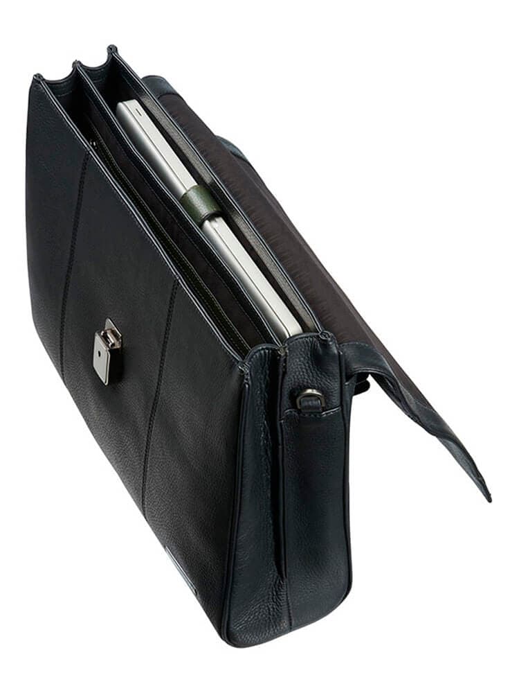 Кожаный портфель для ноутбука Samsonite 72D*004 Equinox Briefcase 15.6″ 72D-09004 09 Black - фото №2