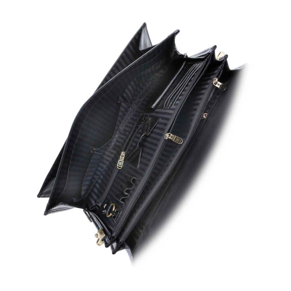 Мужской кожаный портфель Wanlima 490-0035 с плечевым ремнем 490-0035 Черный Чёрный - фото №2
