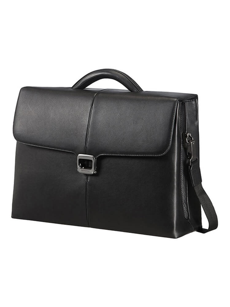 Кожаный портфель для ноутбука Samsonite 17N*001 Sygnum Briefcase 2 Gussets 15.6″ 17N-09001 09 Black - фото №1