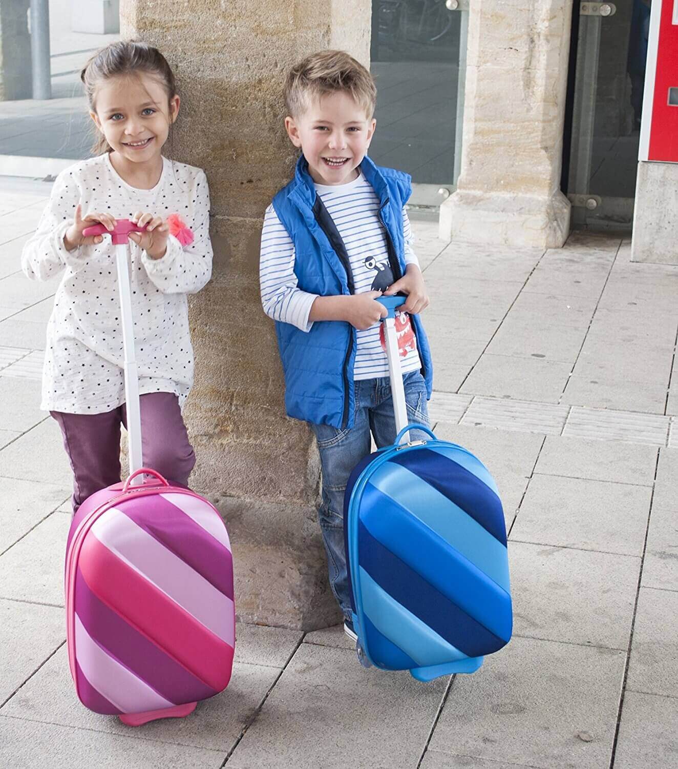 Детский чемодан Bouncie LG-16RB- B01 Eva Upright 48 см Blue Rainbow