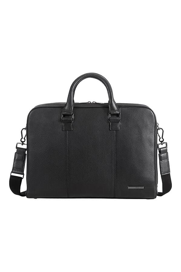 Кожаная сумка для ноутбука Samsonite 72D*002 Equinox Briefcase 14,1″ 72D-09002 09 Black - фото №3