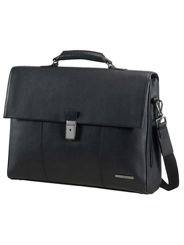 Кожаный портфель для ноутбука Samsonite 72D*004 Equinox Briefcase 15.6″ 72D-09004 09 Black - фото №1
