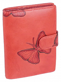Обложка с бабочками для паспорта и автодокументов Wanlima 0940053А2 из натуральной кожи