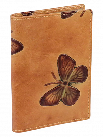 Обложка для паспорта с бабочками Wanlima 0940049А2 из натуральной кожи