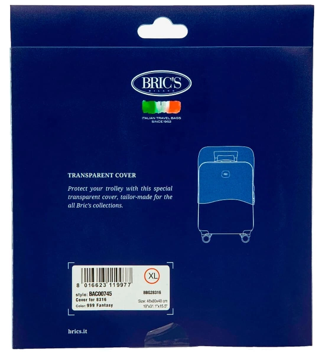 Чехол на очень большой квадратный чемодан транк 30″ Bric's BAC00745 Accessories Cover Trasparente XL