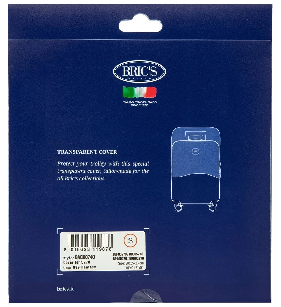 Чехол на маленький чемодан 21″ Bric's BAC00740 Accessories Cover Trasparente S